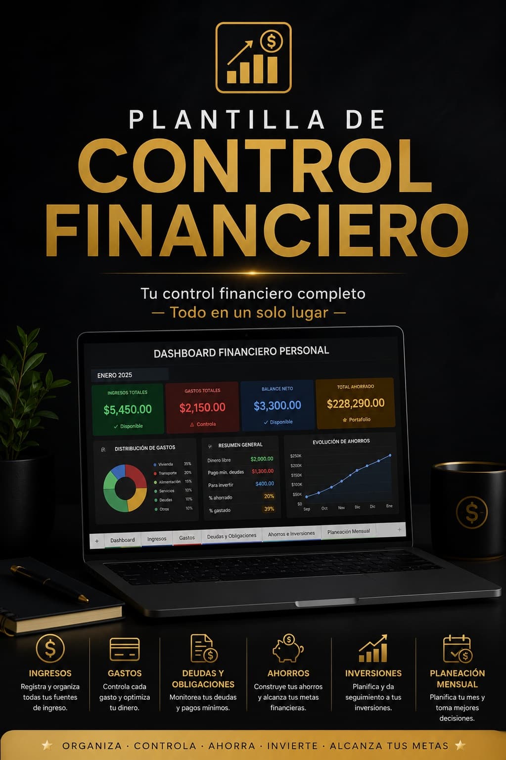 Portada de Plantilla de Control Financiero